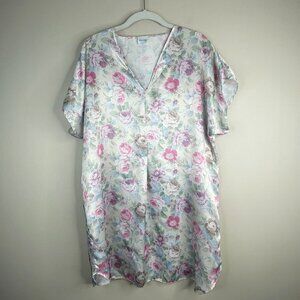 Vintage Merville Nightgown Womens Medium Cottagecore Floral Silky Satin‎ Chemise